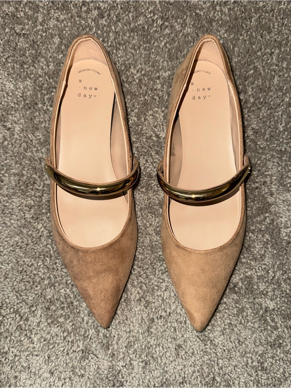 Target 'a new day' Tan Pointed Flats with Gold Accent Bar